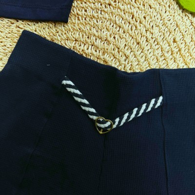 Conj. Regata e Short com Detalhe de Coração - Marinho